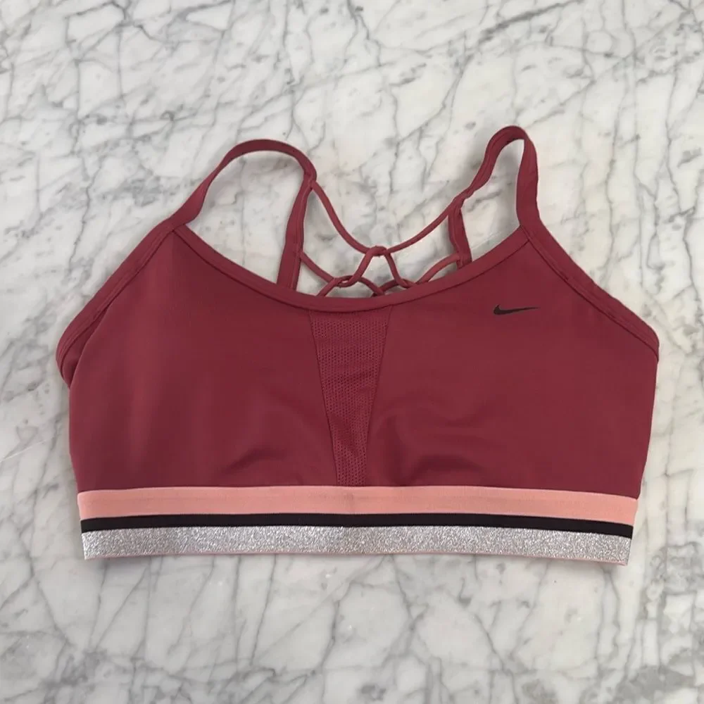Nike Indy Glam Dunk Pink/Red Sports Bra Sz L